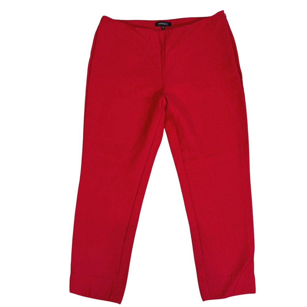 Lafayette 148 New York Stanton Red Slim Leg Side Zip Pants Size 12